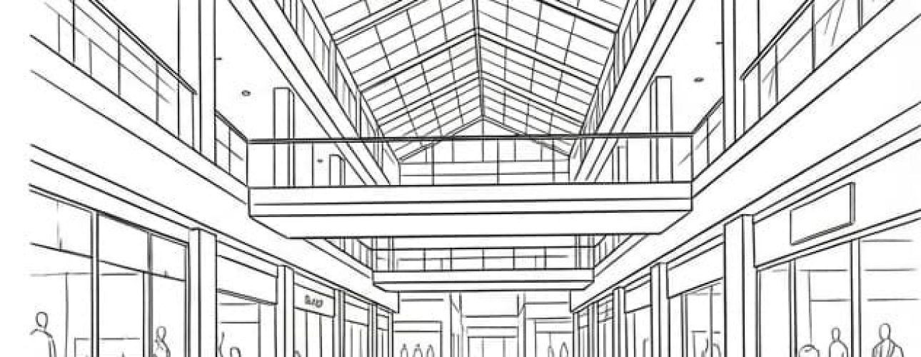 איור של שוק אוכל מקורה